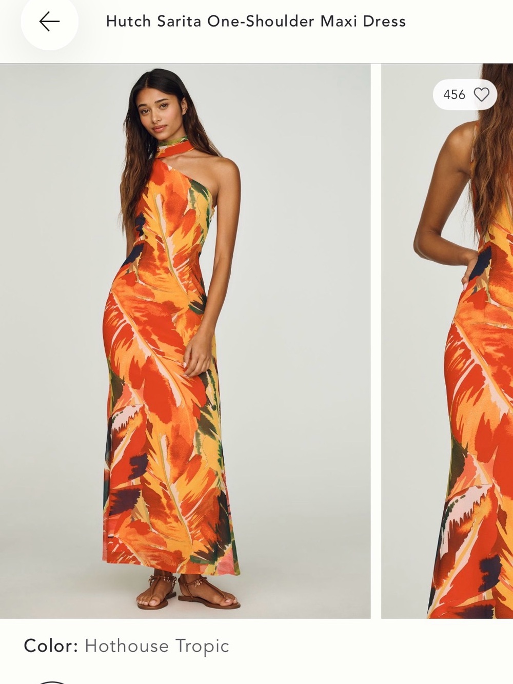 Hutch One-Shoulder Maxi Dress — Hothouse Tropic Orange Print